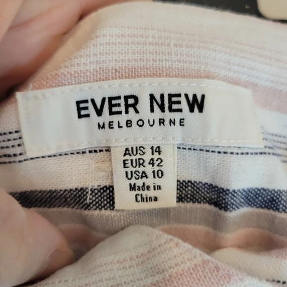 ❤️ 3 for $35 Ever New linen blend tie waist  striped mini knee length skirt 10 - Picture 7 of 8